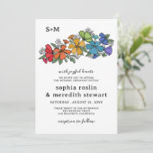 Invitation Fierté Fleurs Monogrammes Détails Mariage LGBT (Debout devant)