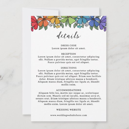 Invitation Fierté Fleurs Monogrammes Détails Mariage LGBT (Dos)