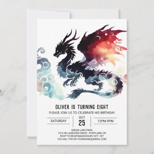 Invitation Fiery Dragon Anniversaire numérique (Devant)