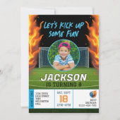 Invitation Fiery Soccer Thème Garçons Photo Anniversaire (Devant)