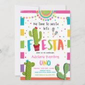 Invitation Fiesta 1er anniversaire fête mexicaine Cactus Part (Devant)