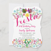 Invitation FIESTA 80e fête d'anniversaire Folk Fleurs d'art C (Devant)