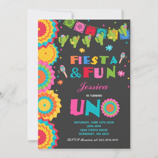 Invitation Fiesta Anniversaire Fiesta Fun Se Trans (Devant)