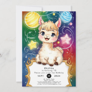 Invitation Fiesta Aquarelle Llama Anniversaire
