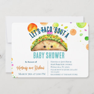 Invitation Fiesta aquarelle TACO 'Bout a Baby shower