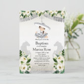 Invitation Fiesta Argent Fille Baptême Christening (Debout devant)