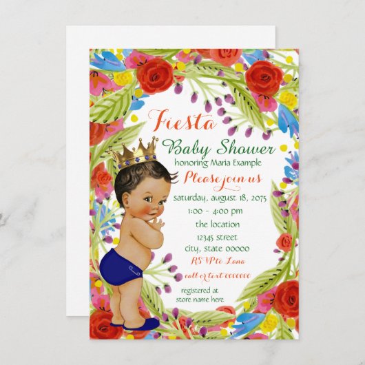 Invitation Fiesta Baby Boy Douche (Devant / Derrière)