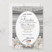 Invitation Fiesta Baby shower Charro Argent (Devant)