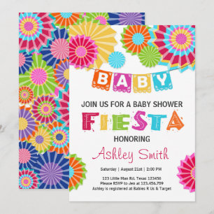 Invitation Fiesta Baby shower Mexicaine Sexe Neutre Coloré