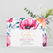 Invitation Fiesta Bold Aquarelle Floral Rancho Fête des marié (Debout devant)