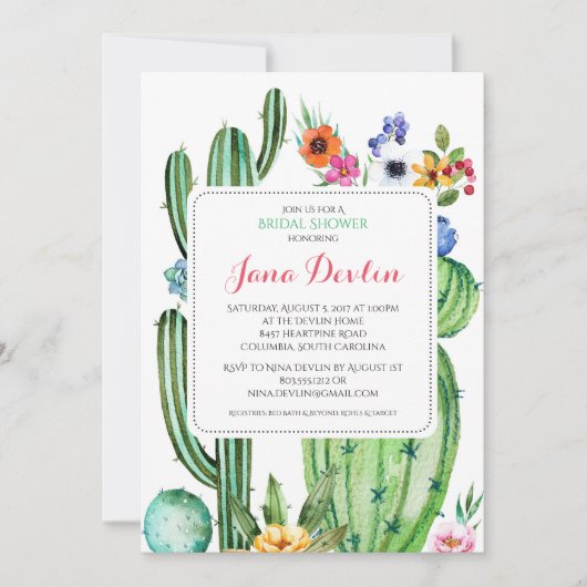 Invitation Fiesta Bridal Shower 5"x7" Sud-ouest (Devant)