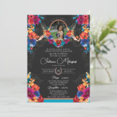 Invitation Fiesta Bright Floral et Serape Charro Quinceanera (Debout devant)