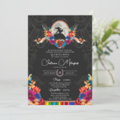 Invitation Fiesta Bright Folk Floral Charro Quinceanera (Debout devant)