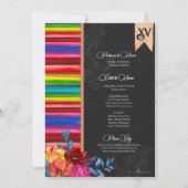 Invitation Fiesta Bright Folk Floral Charro Quinceanera (Dos)