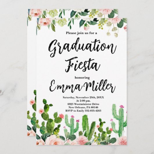 Invitation Fiesta Cactus (Devant / Derrière)