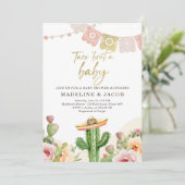 Invitation Fiesta Cactus Aquarelle Bébé Couples Douche Invit (Debout devant)