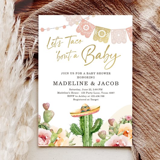 Invitation Fiesta Cactus Aquarelle Bébé Couples Douche Invit