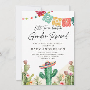 Invitation Fiesta Cactus Aquarelle Bébé Genre Reveal Party