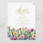 Invitation Fiesta Cactus Aquarelle Fête des mariées florale (Devant / Derrière)
