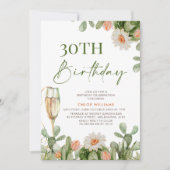 Invitation Fiesta Cactus Champagne Glass Anniversaire Invitat (Devant)