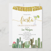 Invitation Fiesta Cactus Graduation Party Mexicaine (Devant)