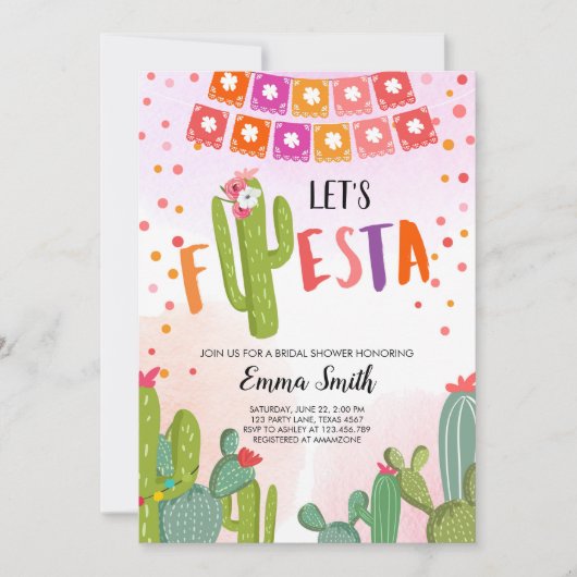 Invitation Fiesta Cactus Mexicaine Fiesta Couples Douche (Devant)