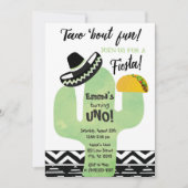 Invitation Fiesta Cactus Taco "À propos Fun Anniversaire (Devant)
