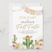 Invitation Fiesta Cactus Watercolor Girl Premier anniversaire (Devant)