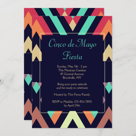 Invitation Fiesta Chevron (Devant / Derrière)