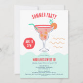 Invitation Fiesta Cocktail illustration plage d'été Sweet 16 (Devant)