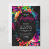 Invitation Fiesta colorée Aquarelle Florale Anniversaire (Devant)