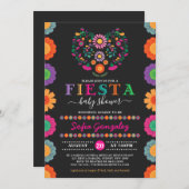 Invitation Fiesta colorée Baby shower Fleurs mexicaines (Devant / Derrière)