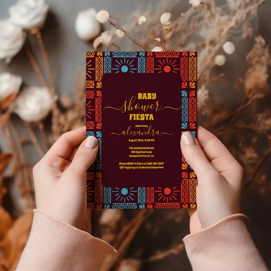 Invitation Fiesta colorée Baby shower Fleurs mexicaines