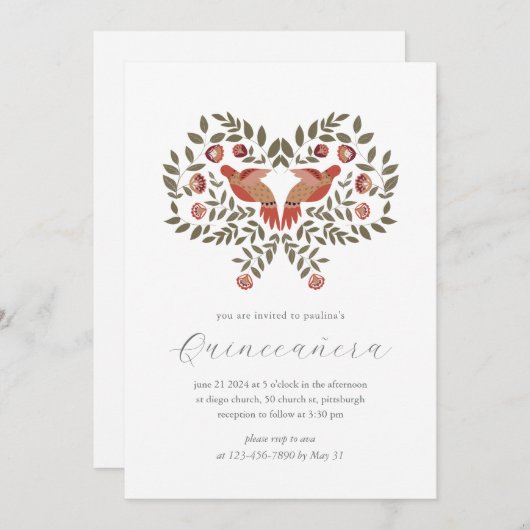 Invitation Fiesta colorée Floral Quinceañera (Devant / Derrière)