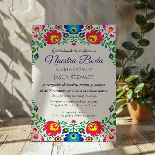 Invitation Fiesta Colorful Floral Botanical Spanish Wedding