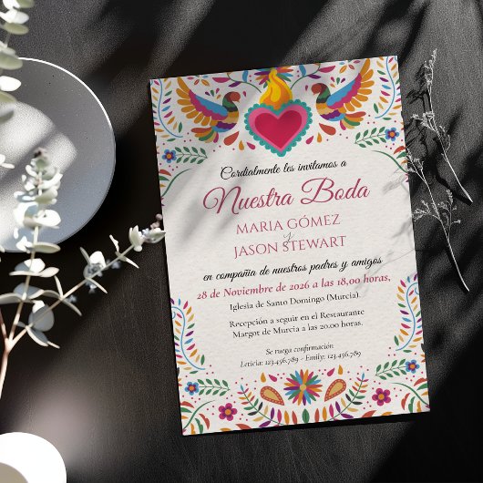 Invitation Fiesta Colorful Flowers Botanical Spanish Wedding