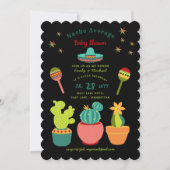 Invitation FIESTA Couples BABY SHOWERS Fleurs Llama Moderne (Devant)