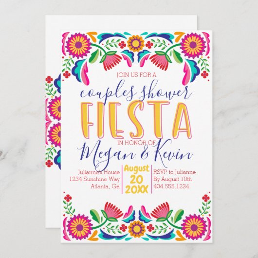 Invitation Fiesta Couples Douche, (Devant / Derrière)