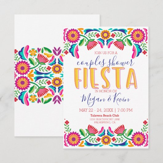 Invitation Fiesta Couples Douche, (Devant / Derrière)