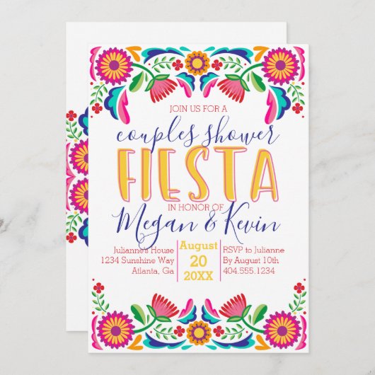 Invitation Fiesta Couples Douche, (Devant / Derrière)
