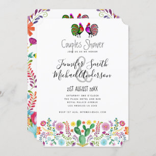 Invitation Fiesta Couples Douches Folk Art Flowers