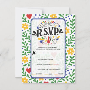 Invitation Fiesta de Amor Bold Colorful Floral Mariage RSVP 