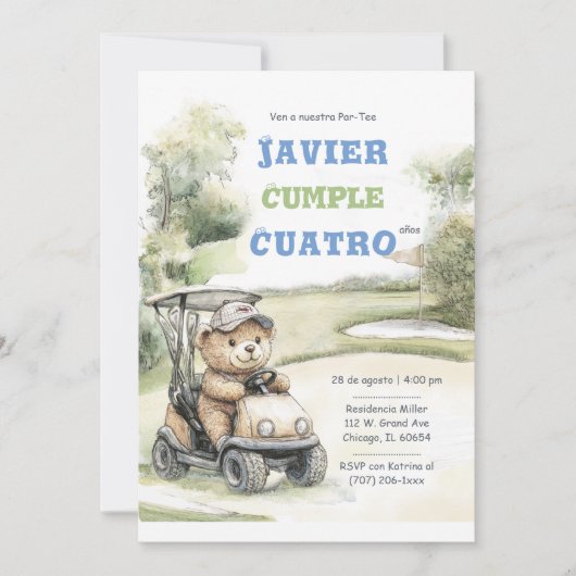 Invitation Fiesta de Cumpleaños de Golf para Niño (Devant)
