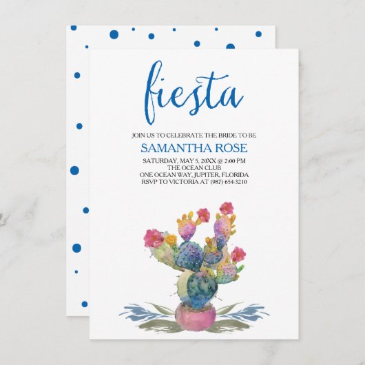 Invitation Fiesta de fête de Fête de la mariée de cactus (Devant / Derrière)