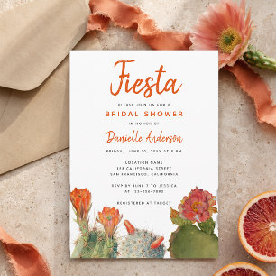 Invitation Fiesta de Fleurs de Cactus pour Baby Shower Aquare