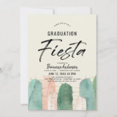 Invitation Fiesta de graduation de Cactus rose (Devant)
