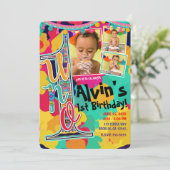 Invitation Fiesta de peinture colorée UNO 1er anniversaire de (Debout devant)