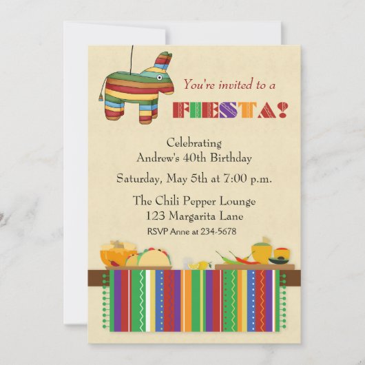 Invitation Fiesta de Tableau de taco (Devant)