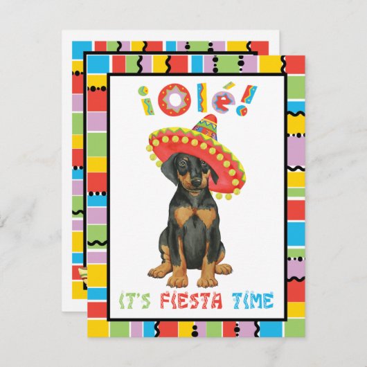 Invitation Fiesta Doberman Pinscher (Devant / Derrière)