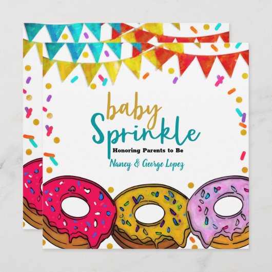 Invitation Fiesta Donuts Baby Sprinkle Shower Celebration (Devant / Derrière)